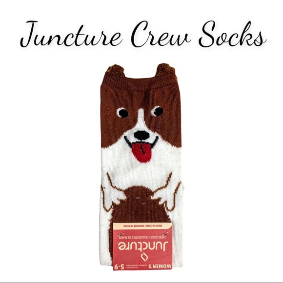 NWT Juncture Crew Socks, Dog with Fuzzy Ears That Stick Up - Women’s - Picture 7 of 7